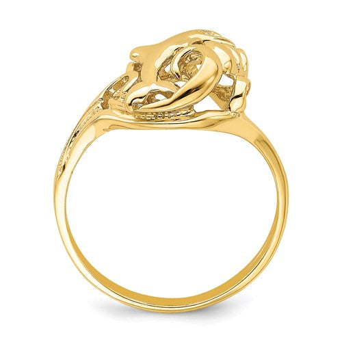 14k Yellow Gold Dolphin Jumping In Wave Ring- Sparkle & Jade-SparkleAndJade.com R833