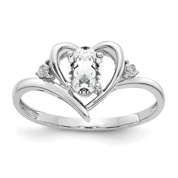 14k Yellow Gold Genuine Gemstone Diamond Heart Rings- Sparkle & Jade-SparkleAndJade.com XBS447