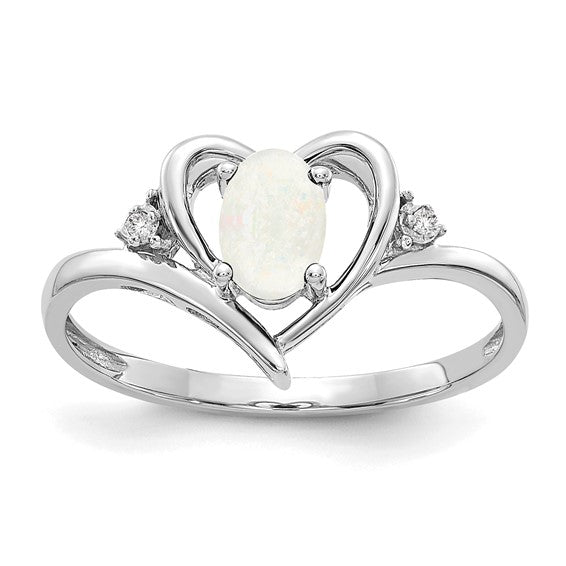 14k Yellow Gold Genuine Gemstone Diamond Heart Rings- Sparkle & Jade-SparkleAndJade.com XBS463