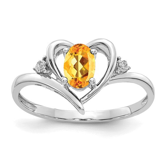 14k Yellow Gold Genuine Gemstone Diamond Heart Rings- Sparkle & Jade-SparkleAndJade.com XBS464