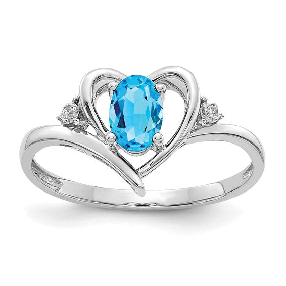 14k Yellow Gold Genuine Gemstone Diamond Heart Rings- Sparkle & Jade-SparkleAndJade.com XBS465