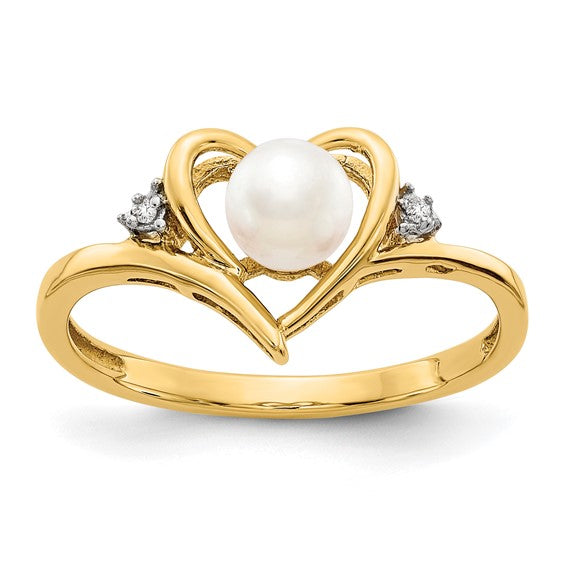 14k Yellow Gold Genuine Gemstone Diamond Heart Rings- Sparkle & Jade-SparkleAndJade.com XBS485