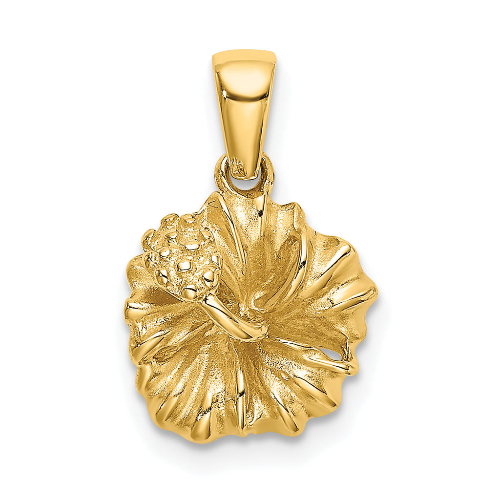 14k Yellow Gold Hibiscus Flower Charm Pendant- Sparkle & Jade-SparkleAndJade.com K7261
