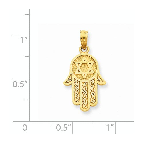 14k Yellow Gold Jewish Hand Of God Star Of David Pendant- Sparkle & Jade-SparkleAndJade.com C3993