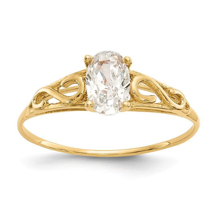 14k Yellow Gold Madi K Children's April Birthstone Ring