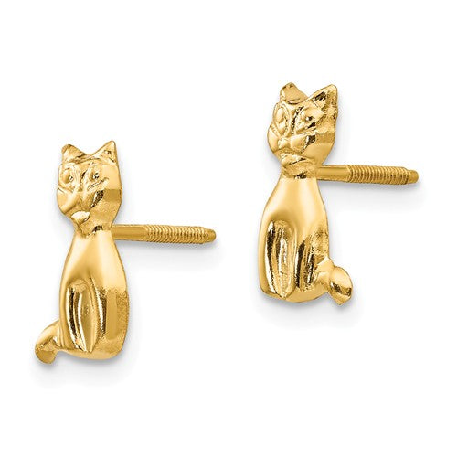 14k Yellow Gold Madi K Youth Cat Screwback Earrings- Sparkle & Jade-SparkleAndJade.com GK190