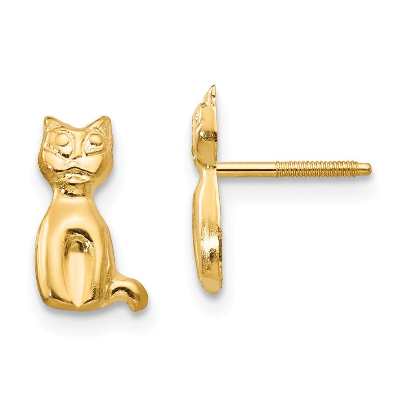 14k Yellow Gold Madi K Youth Cat Screwback Earrings- Sparkle & Jade-SparkleAndJade.com GK190