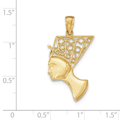 14k Yellow Gold Nefertiti Profile with Filigree Pendant- Sparkle & Jade-SparkleAndJade.com K5398
