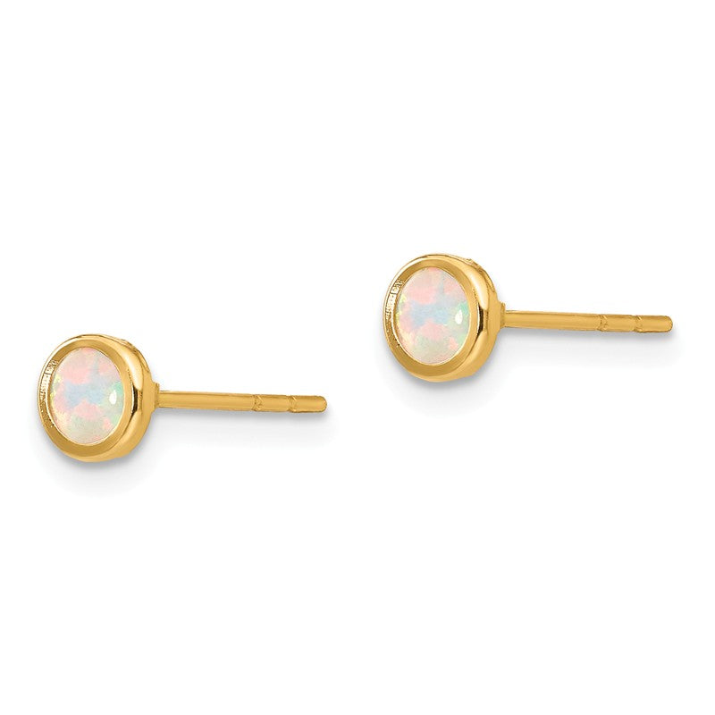14k Yellow Gold Opal 6mm Bezel Post Earrings- Sparkle & Jade-SparkleAndJade.com SE2472
