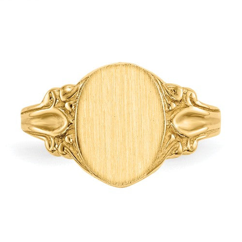 14k Yellow Gold Oval Signet Ring With Decorative Band (Ladies Sizes)- Sparkle & Jade-SparkleAndJade.com RS167