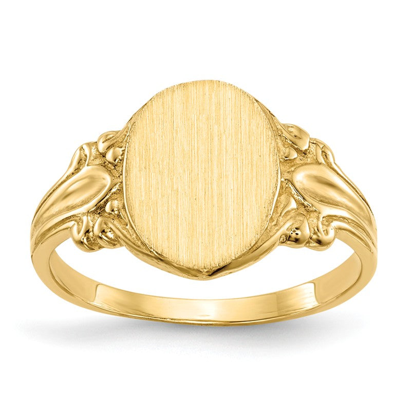 Women's 14k Yellow Gold Signet Ring - Engravable, Size 5, Solid Gold Polished Finish