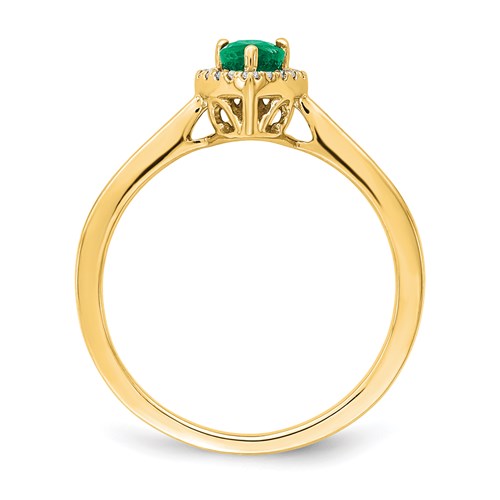 14k Yellow Gold Pear Genuine Emerald And Diamond Halo Ring- Sparkle & Jade-SparkleAndJade.com RM7237-EM-009-YA