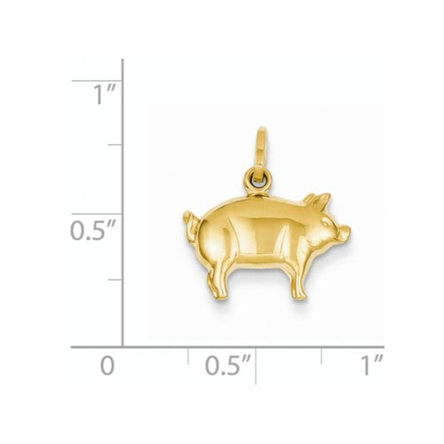 14k Yellow Gold Pig Charm Pendant- Sparkle & Jade-SparkleAndJade.com XCH170