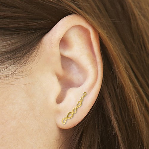 14k Yellow Gold Polished Infinity Ear Climber Earrings- Sparkle & Jade-SparkleAndJade.com LE1495 TH977
