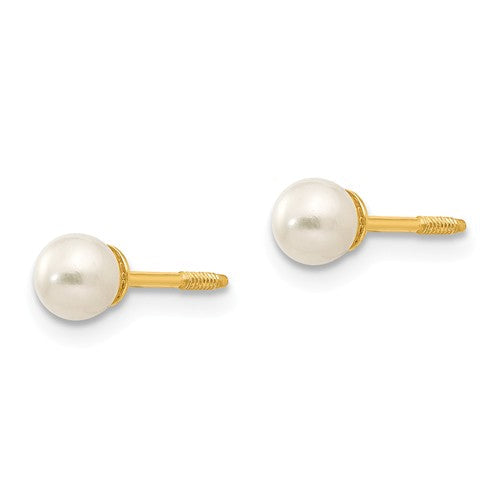 14k Yellow Gold Reversible 3.75-4mm Pearl And Gold Bead Earrings- Sparkle & Jade-SparkleAndJade.com SE262