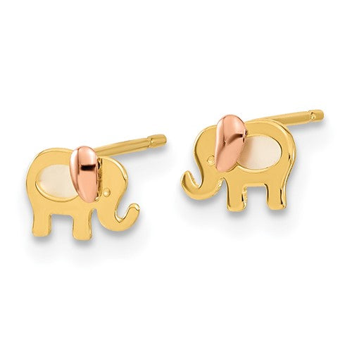 14k Yellow Gold & Rose Gold Madi K MOP Elephant Post Earrings- Sparkle & Jade-SparkleAndJade.com GK957