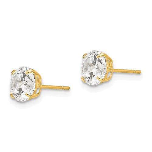 14k Yellow Gold Round CZ Stud Earrings - Various Sizes Available- Sparkle & Jade-SparkleAndJade.com 