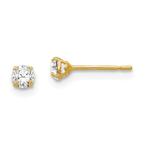 thumbnail image 2 of 4CTW Round-Cut CZ Stud Earrings – 8mm, Set In 14K Yellow Gold, Made In Italy 2 of 4