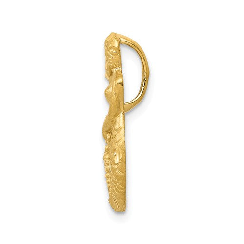 14k Yellow Gold Satin Finish Diamond-Cut Mermaid & Starfish Pendant- Sparkle & Jade-SparkleAndJade.com C2529