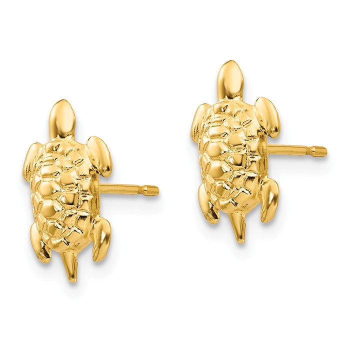 14k Yellow Gold Sea Turtle Post Earrings- Sparkle & Jade-SparkleAndJade.com SE2032