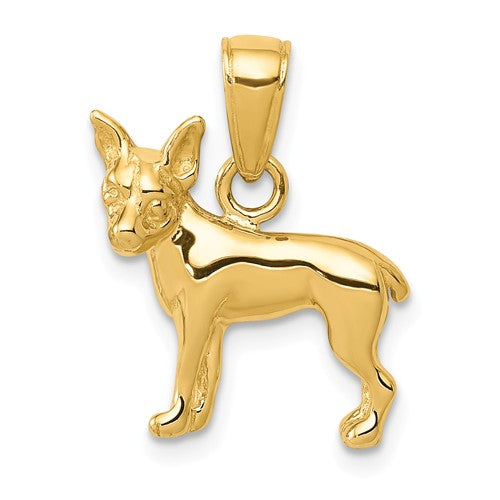 14k Yellow Gold Small Chihuahua Dog Pendant- Sparkle & Jade-SparkleAndJade.com C3511