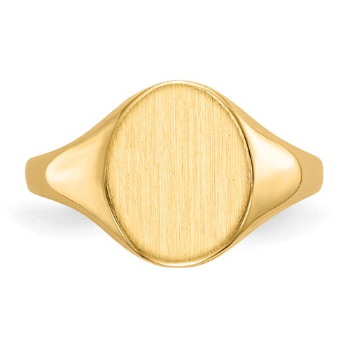 14k Yellow Gold Solid 10mm Oval Signet Ring (Ladies Sizes)- Sparkle & Jade-SparkleAndJade.com RS101