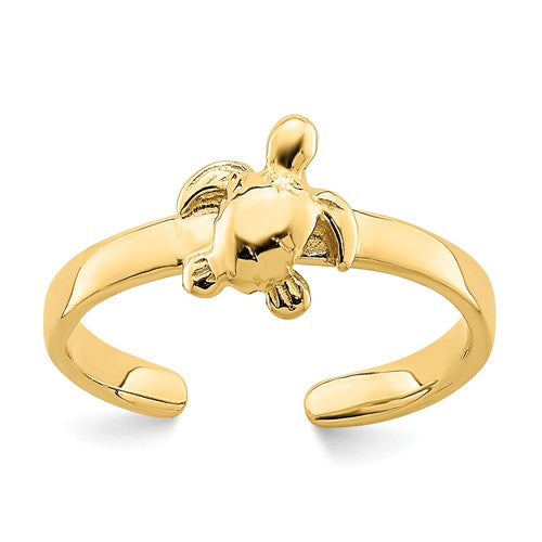 14k Yellow Gold Solid Adjustable Sea Turtle Toe Ring- Sparkle & Jade-SparkleAndJade.com R840
