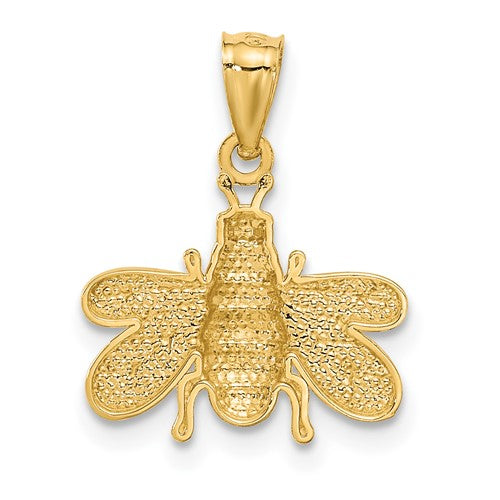 14k Yellow Gold Solid Bee Pendant- Sparkle & Jade-SparkleAndJade.com C3462