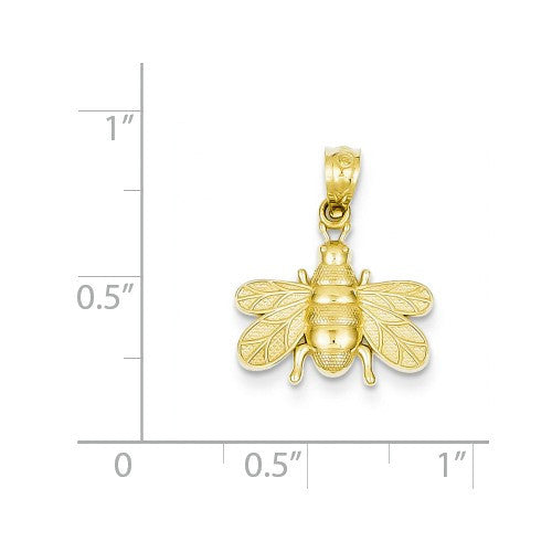 14k Yellow Gold Solid Bee Pendant- Sparkle & Jade-SparkleAndJade.com C3462