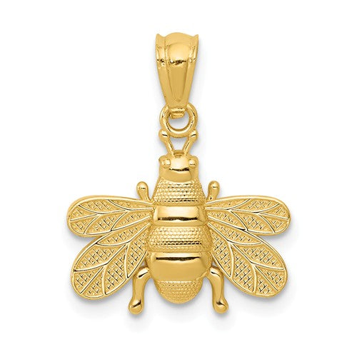 14k Yellow Gold Solid Bee Pendant- Sparkle & Jade-SparkleAndJade.com C3462