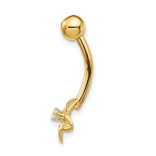 14k outlet real solid yellow gold flower belly button ring piercing