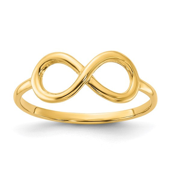 14k Yellow Gold Solid Infinity Ring- Sparkle & Jade-SparkleAndJade.com K5750