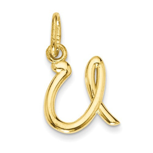 14k Yellow Gold Solid Lowercase Initial Charm Pendant - Various Letters- Sparkle & Jade-SparkleAndJade.com YC1060U
