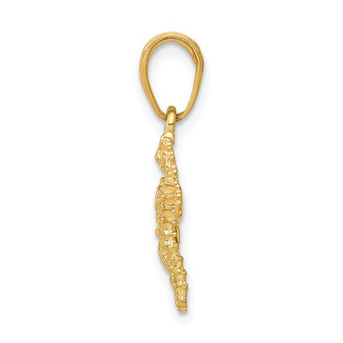 14k Yellow Gold Solid Seahorse and Starfish Pendant- Sparkle & Jade-SparkleAndJade.com D1394