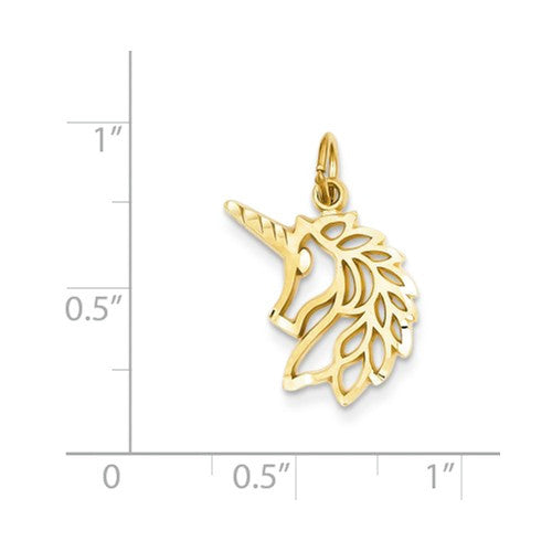 14k Yellow Gold Solid Small Unicorn Head Small Charm Pendant- Sparkle & Jade-SparkleAndJade.com C1144