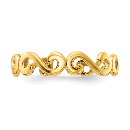 14k Yellow Gold Solid Swirl Toe Ring- Sparkle & Jade-SparkleAndJade.com D1967