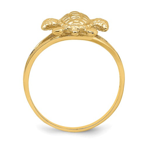 Outlet 14KT Gold Jade Turtle ring