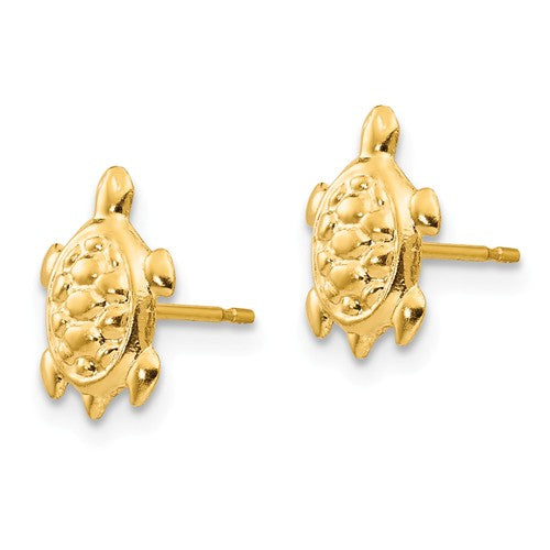 14k Yellow Gold Solid Turtle Post Earrings- Sparkle & Jade-SparkleAndJade.com SE2044