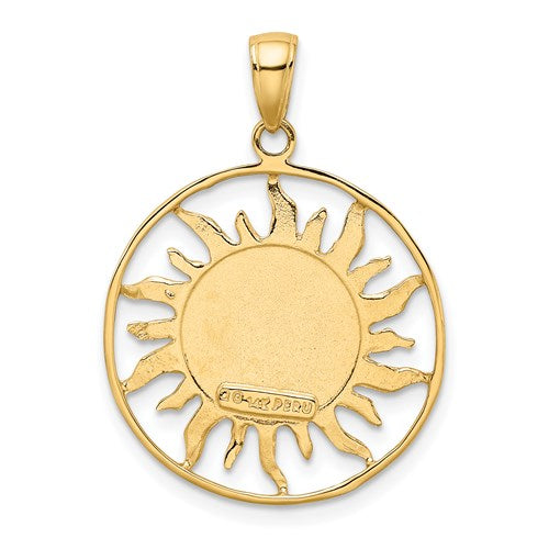 14k Yellow Gold Sun With Moon And Star Pendant- Sparkle & Jade-SparkleAndJade.com M475