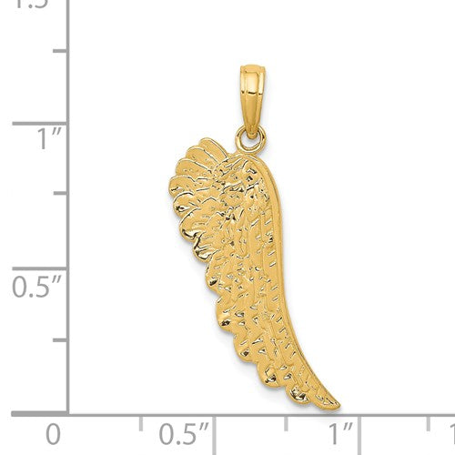 14k Yellow Gold Textured Angel Wing Pendant- Sparkle & Jade-SparkleAndJade.com D3723