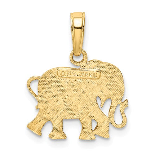 14k Yellow Gold Textured Elephant Pendant- Sparkle & Jade-SparkleAndJade.com K3332