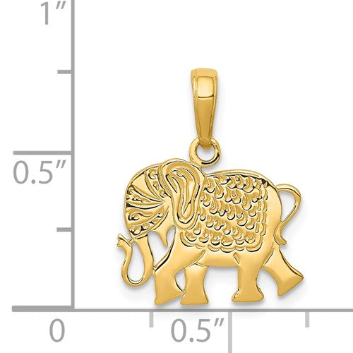 14k Yellow Gold Textured Elephant Pendant- Sparkle & Jade-SparkleAndJade.com K3332