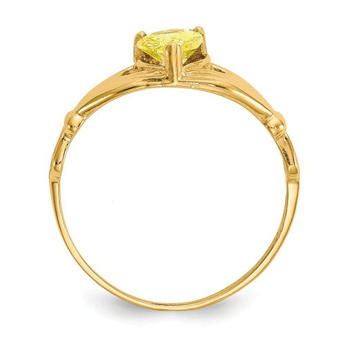 14k Yellow Gold Yellow Heart Polished Claddagh Ring- Sparkle & Jade-SparkleAndJade.com D1802
