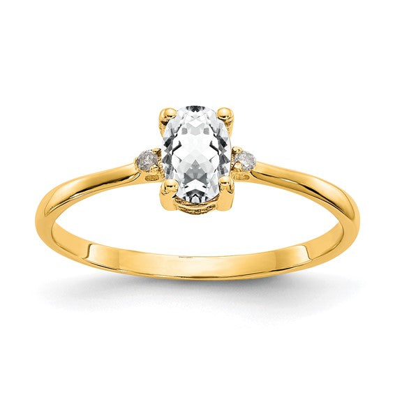 14k or 10k Gold Diamond & Oval Genuine Gemstone Birthstone Rings- Sparkle & Jade-SparkleAndJade.com 10XBR205