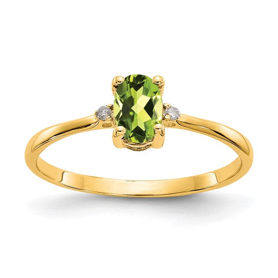 14k or 10k Gold Diamond & Oval Genuine Gemstone Birthstone Rings- Sparkle & Jade-SparkleAndJade.com 10XBR209