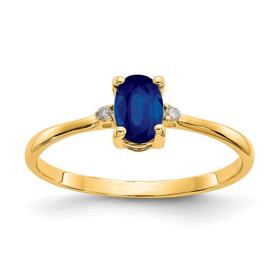 14k or 10k Gold Diamond & Oval Genuine Gemstone Birthstone Rings- Sparkle & Jade-SparkleAndJade.com 10XBR210