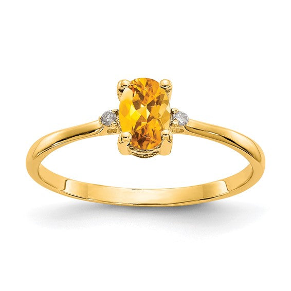 14k or 10k Gold Diamond & Oval Genuine Gemstone Birthstone Rings- Sparkle & Jade-SparkleAndJade.com 10XBR212