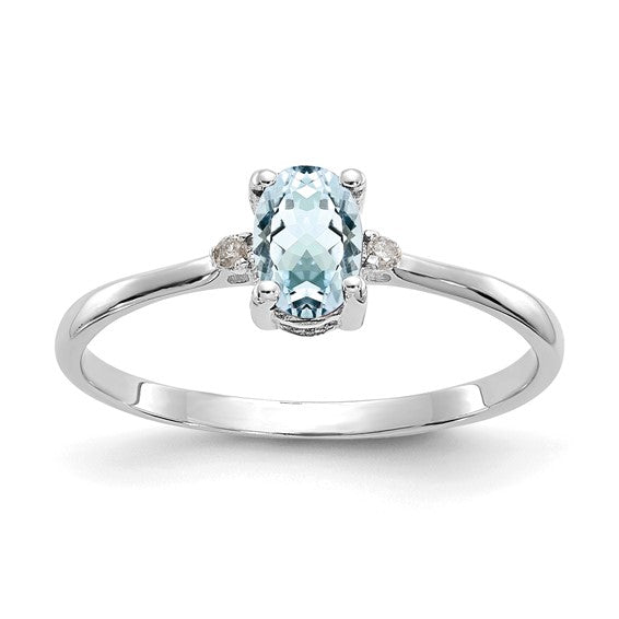 14k or 10k Gold Diamond & Oval Genuine Gemstone Birthstone Rings- Sparkle & Jade-SparkleAndJade.com 10XBR216