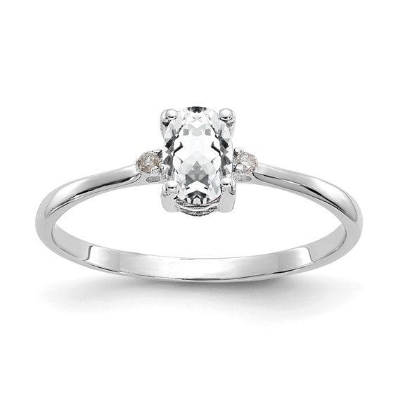 14k or 10k Gold Diamond & Oval Genuine Gemstone Birthstone Rings- Sparkle & Jade-SparkleAndJade.com 10XBR217