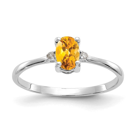 14k or 10k Gold Diamond & Oval Genuine Gemstone Birthstone Rings- Sparkle & Jade-SparkleAndJade.com 10XBR224